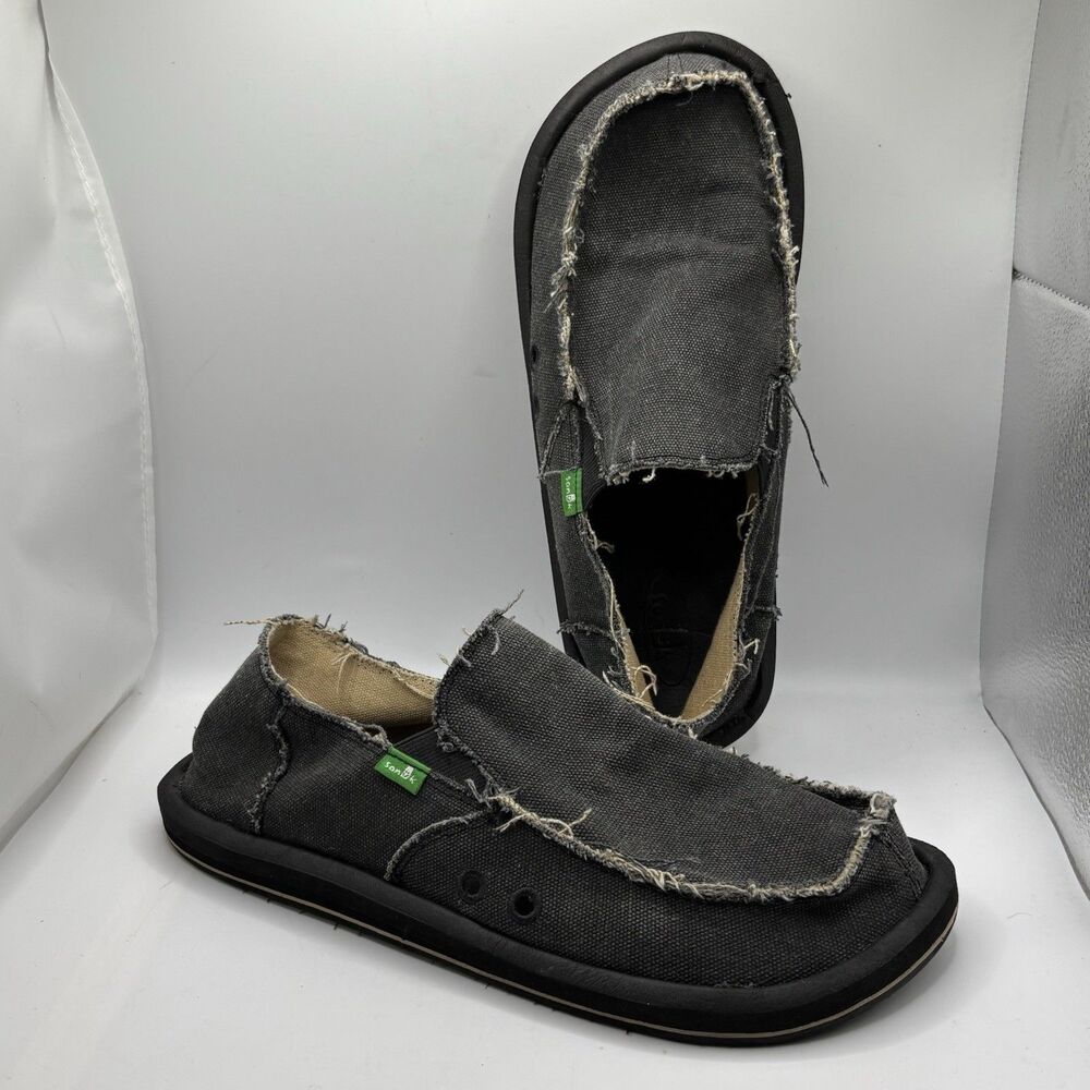 Sanuk Sidewalk Surfers Men's Size 9 Gray Loafer Beach Slip On Summer CL 0212